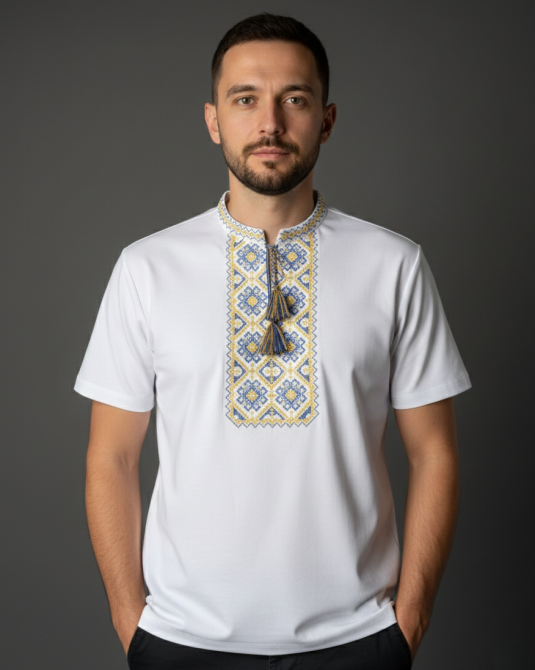 Футболка вышиванка белого цвета 5XL Киев - изображение 1