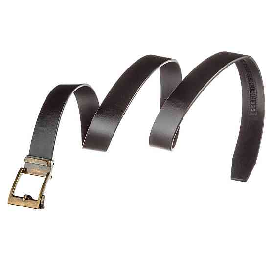 Ремень из натуральной кожи с ретро латунной пряжкой Vintage 20215 Черный Киев