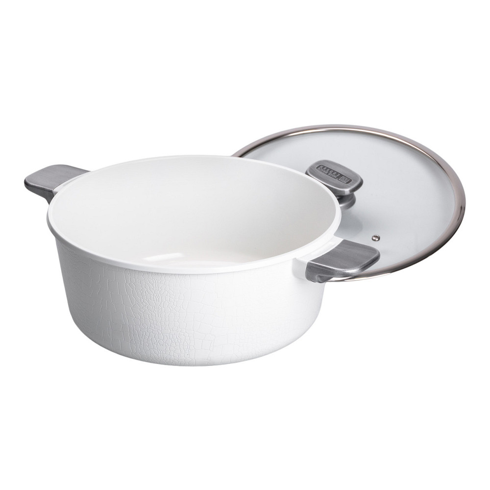 MGC Алюмінієва каструля з керамічним покриттям антипригарним 7.7 л Ø 30 см біла MGC HP-4-455W Київ - фото 3