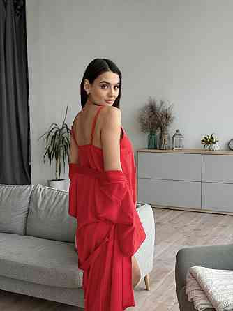 Піжама жіноча шовкова майка з шортами Червоний 3XL/4XL Харків