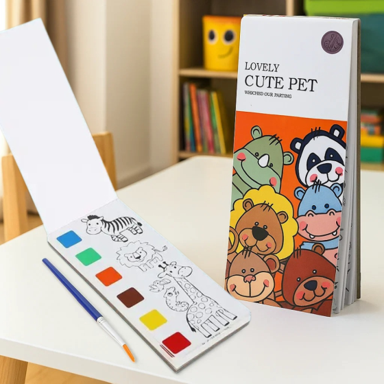 Альбом "Сute pet" для розфарбовування акварельними фарбами розмальовка з пензликом і фарбами для творчості Кам'янець-Подільський