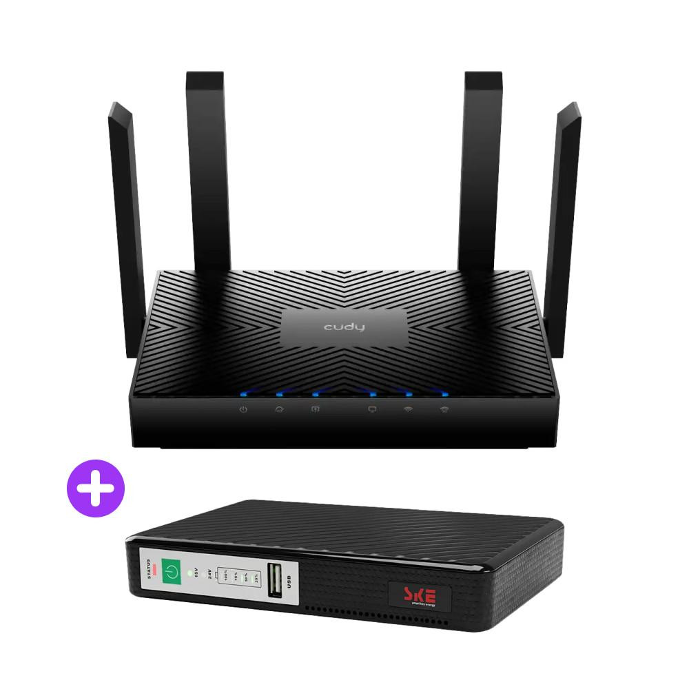 Комплект безперебійного зв’язку: WiFi 6 Mesh-маршрутизатор Cudy WR3000 + Mini UPS SKE POE-432N 8800mAh 5V/9V/12V/15V/24V/PoE, Київ - фото 5