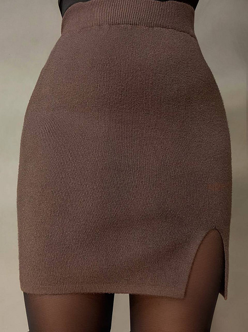 Спідниця жіноча My Fashion 6808-48 в’язана коротка з розрізом, коричневий, one size Київ - фото 7