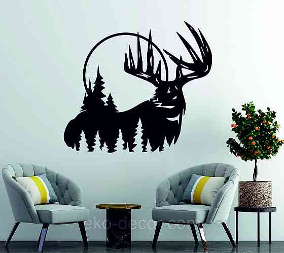 Декоративное настенное Панно «Олень» Декор на стену 110*100 см, Черный Киев