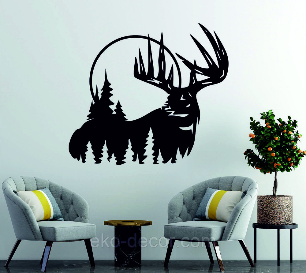 Декоративное настенное Панно «Олень» Декор на стену 110*100 см, Черный Киев - изображение 3