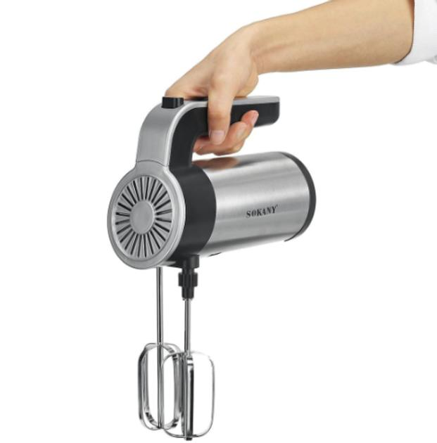 Sokany Стаціонарний міксер Sokany з чашею 4 л, 1000 Вт, 5 швидкостей, 2 насадки, віночки та гак Коломыя - изображение 3