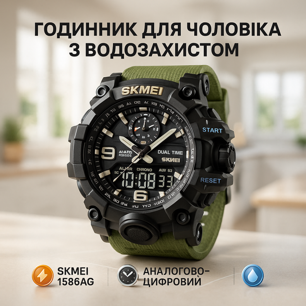 Брендовые мужские часы SKMEI 1586AG, Электронные наручные часы мужские тактические PK-24 Львов - изображение 18