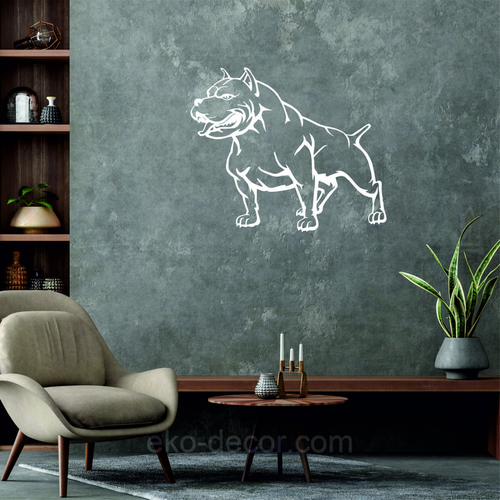 Декоративное настенное Панно «Американский питбультерьер» Декор на стену 70*58 см, Белый Киев - изображение 5