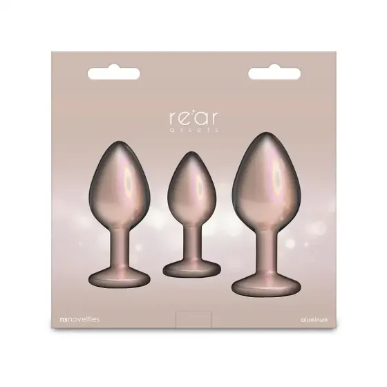 Набір анальних пробок NS Novelties Rear Assets - Trainer Kit - Iridescent Champagne - Clear Gem Львів