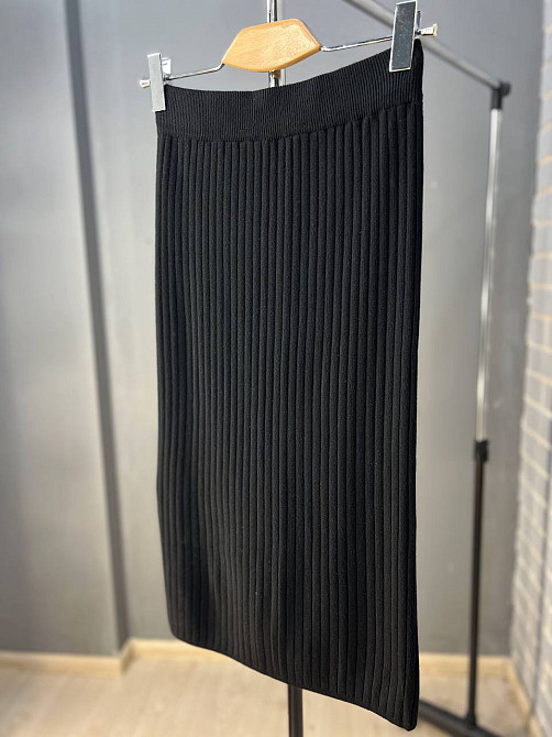 Спідниця жіноча My fashion 478 в'язка широкий рубчик розріз середня довжина, чорний, 44-48 Київ - фото 3