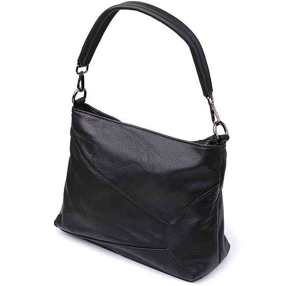 Небольшая женская сумка с двумя ремешками из натуральной кожи Vintage 23014 Черный Киев