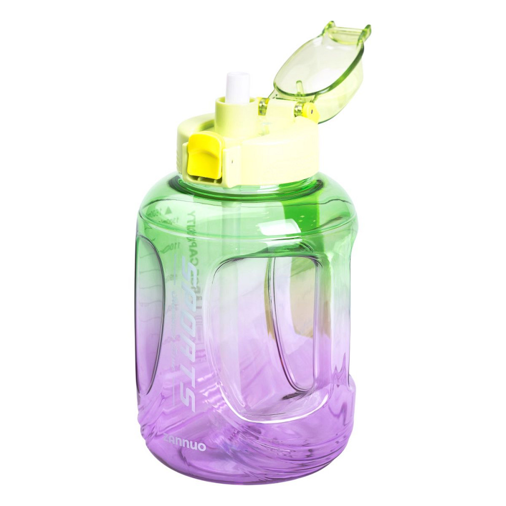 Yiwu Пляшка для води спортивна 1.6 л пластикова з трубочкою з ремінцем 22 см Зелена HP-14-35GR Коломия - фото 3