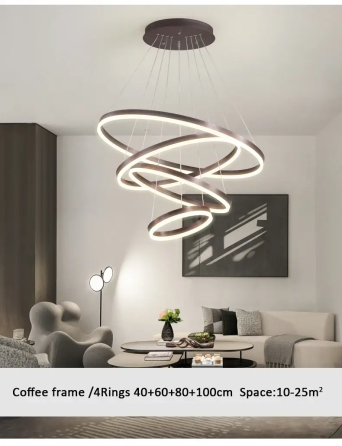 Светодиодная люстра Олимпия PJ812С-4 40+60+80+100см (4 кольца) Коричневая Винница