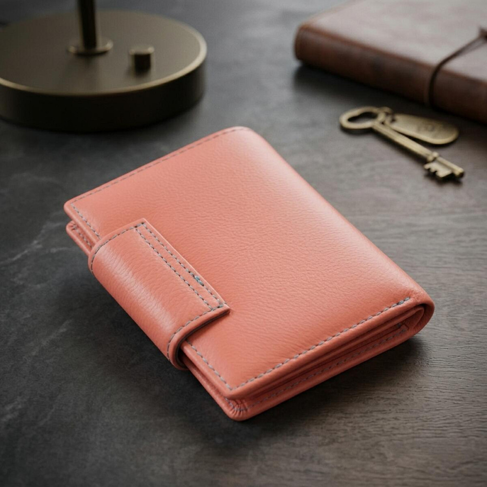 Гаманець з натуральної шкіри для жінок з цікавою монетницею ST Leather 19447 Помаранчевий Київ - фото 14
