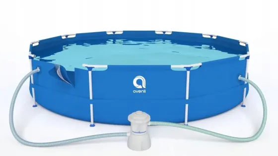 Каркасный садовый бассейн Avenli (360 х 76 см) круглый, для взрослых и детей, Синий (17799) Киев