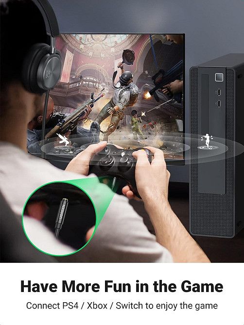 Розгалужувач для навушників та мікрофона Ugreen CTIA AV141 30620 (Чорний) Николаев - изображение 8