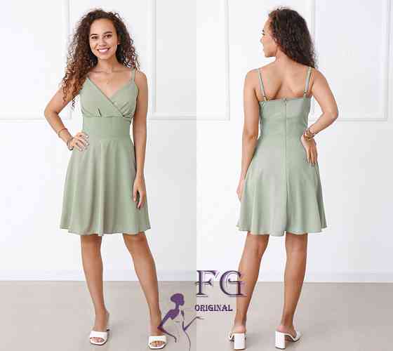 Коктейльне літнє плаття з чашечками "Divine" оптом | Розпродаж моделі Фісташковий, 44 Київ