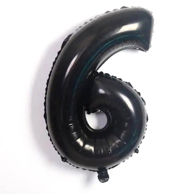 Цифра фольгированая 6 чорный 32