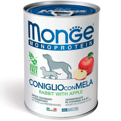 Консерви для собак Monge Dog Fruit Monoprotein кролик з яблуками 400 г (8009470014328) Вінниця - фото 1