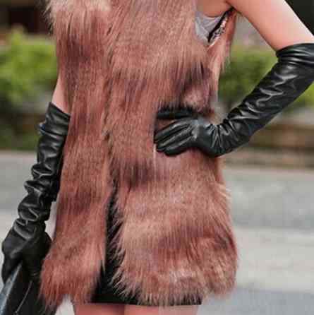 Рукавички високі жіночі із екошкіри чорний Київ