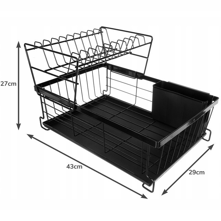 Дворівнева металева сушарка для посуду Ruhhy (19163) Black Нововолинськ - фото 7