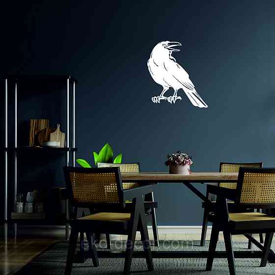 Декоративное настенное Панно «Ворон» Декор на стену 90*81 см, Белый Киев