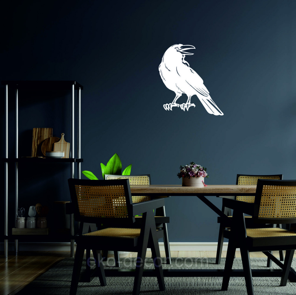 Декоративное настенное Панно «Ворон» Декор на стену 90*81 см, Белый Киев - изображение 3