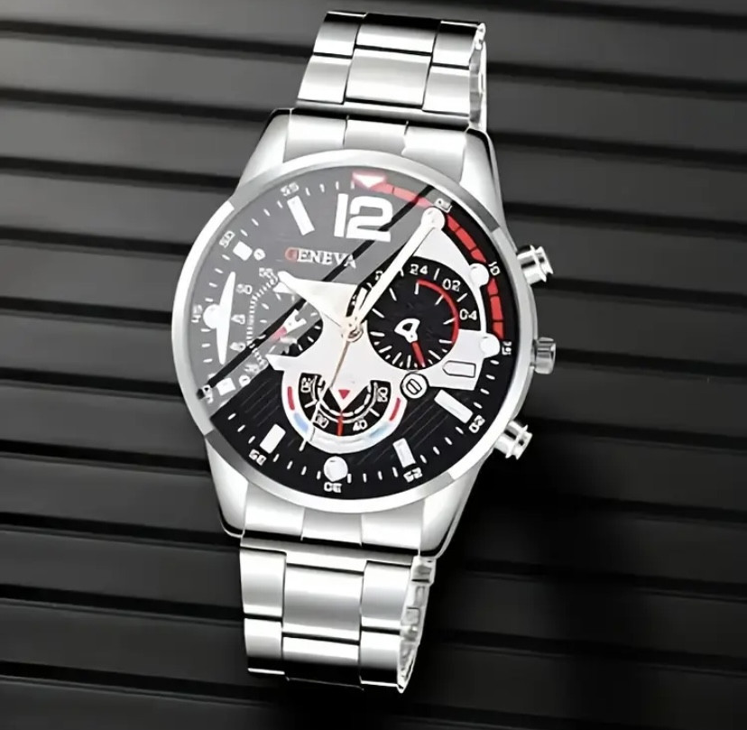 Подарунковий набір для чоловіків Лев Цар 1 наручний годинник з браслетом і ланцюжок з кулоном сріблястий Київ - фото 4