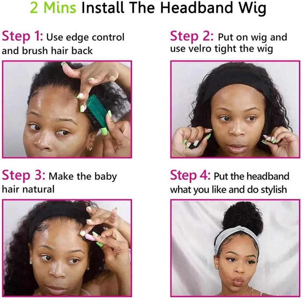 Перука кучерява Ladiary 50 см з натурального волосся з пов'язкою, світло-руда, густа, без клею, міні-афро Київ - фото 4