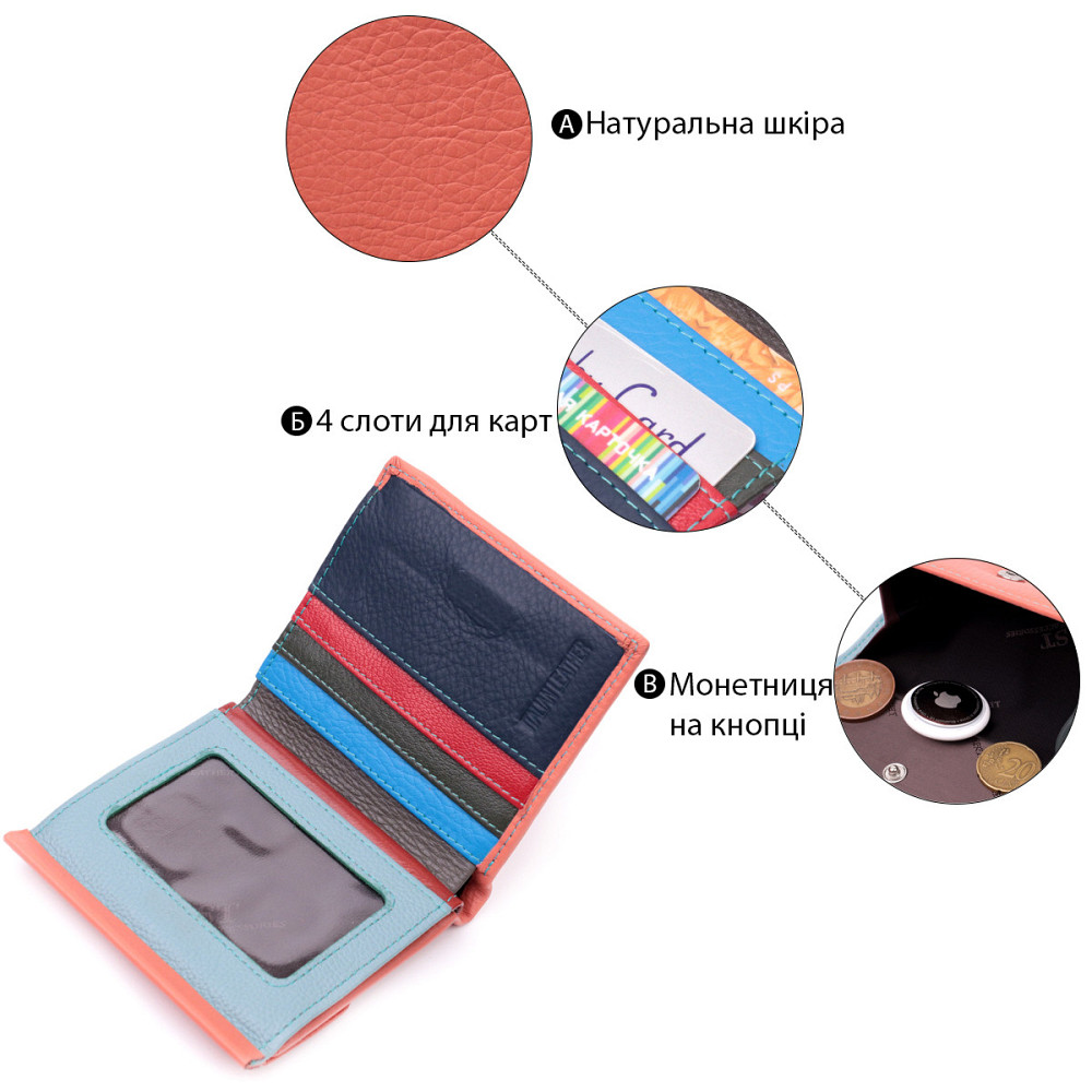 Яскравий жіночий гаманець середнього розміру із натуральної шкіри Помаранчевий (ST Leather) Київ - фото 8