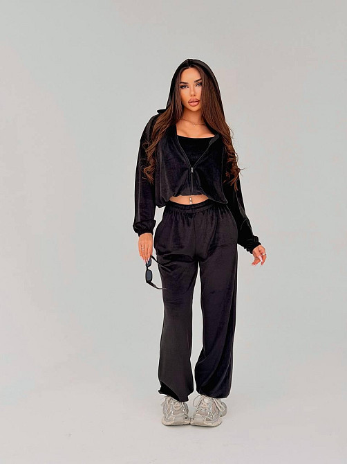 Жіночий стильний повсякденний велюровий костюм трійка Одеса - фото 3