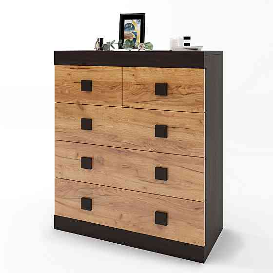 Комод для речей Еверест на 5 ящиків Соната-3 80х38х94 венге темний + дуб крафт золотий (DTM-2032) Львів