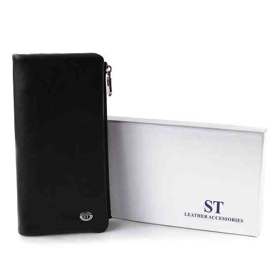 Вертикальный кошелек на кнопке женский ST Leather 19200 Черный Киев