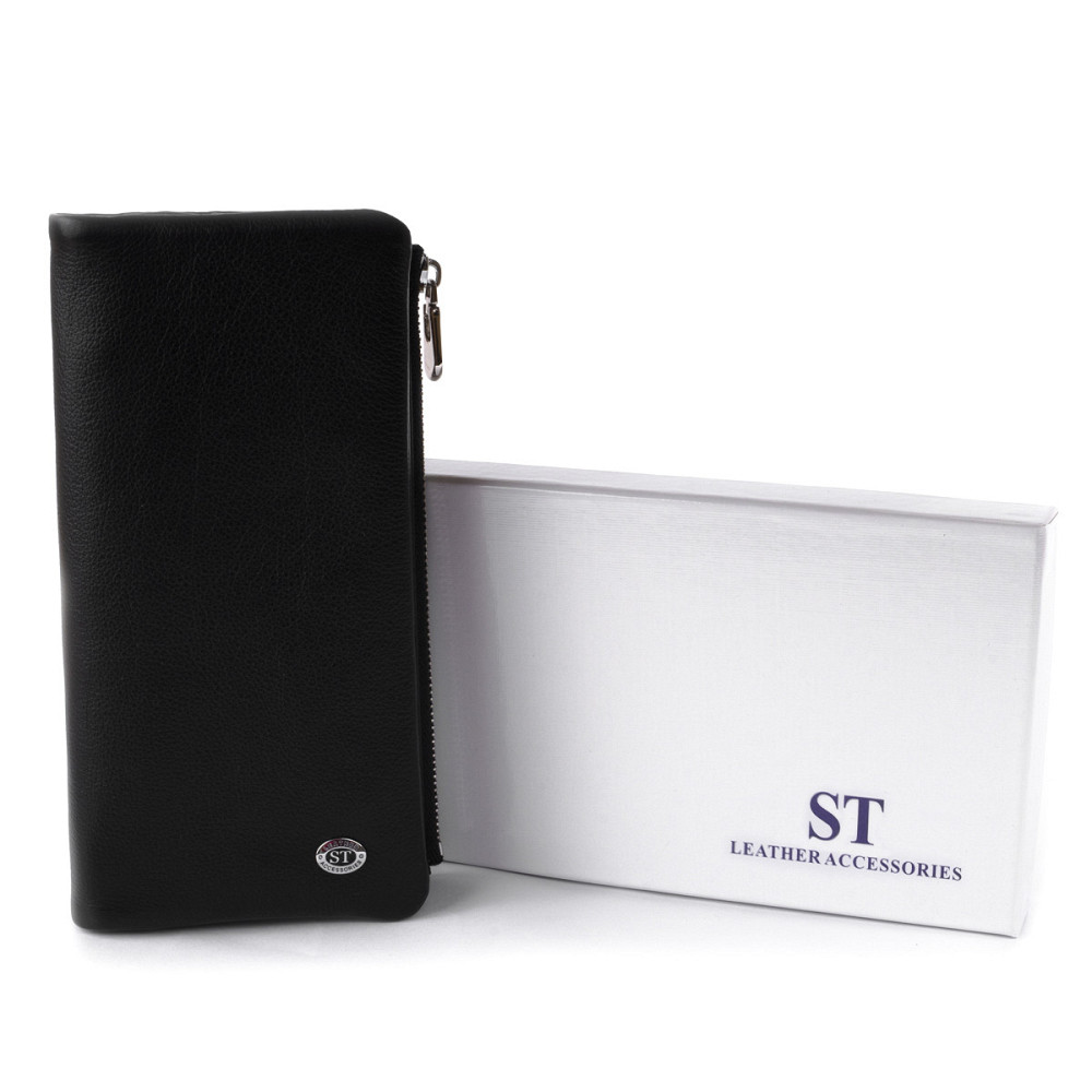 Вертикальный кошелек на кнопке женский ST Leather 19200 Черный Киев - изображение 6