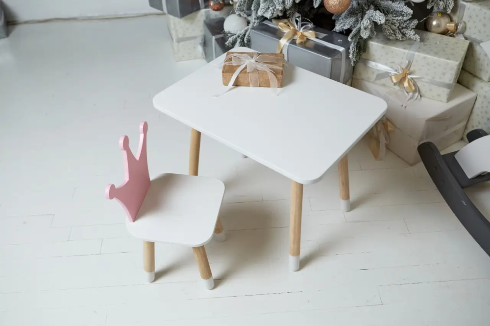 Детский прямоугольный столик (Белый) и стульчик Корона (Белая) Винница - изображение 8