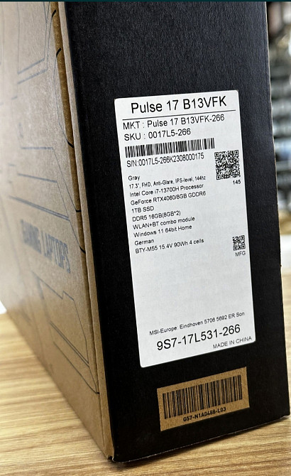 Ноутбук: MSI Pulse 17 B13VFK-266 i7-13700H RTX4060 8Gb 1TB SSD Гарантія Київ - фото 3