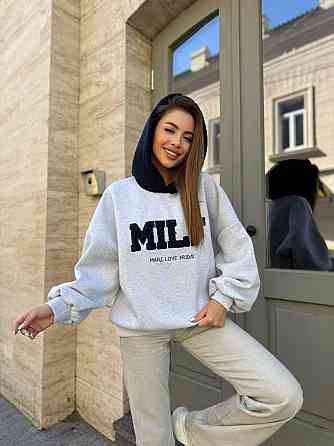 Женский стильный теплый свитшот тринитка на флисе (очень качественная)+трикотаж «Баранчик» Меланж, 46/48 Одесса