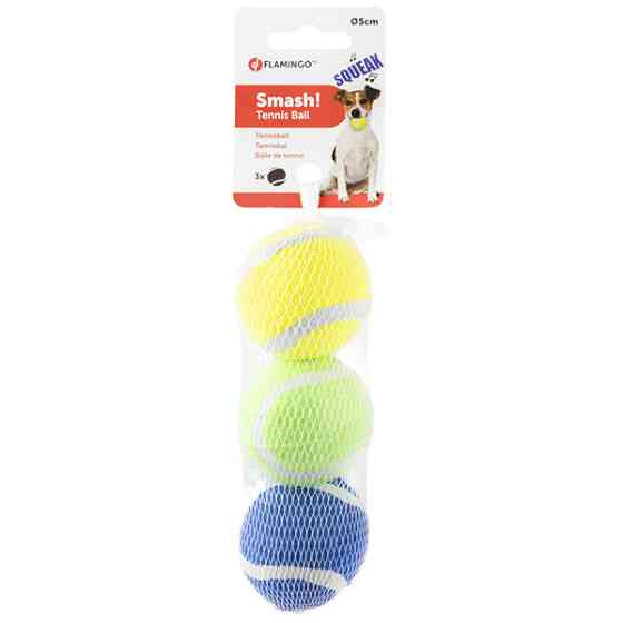 Flamingo Smash Tennis Ball ФЛАМИНГО СМЭШ теннисный мяч 5см с пищалкой, игрушка для собак, набор 3шт. Киев