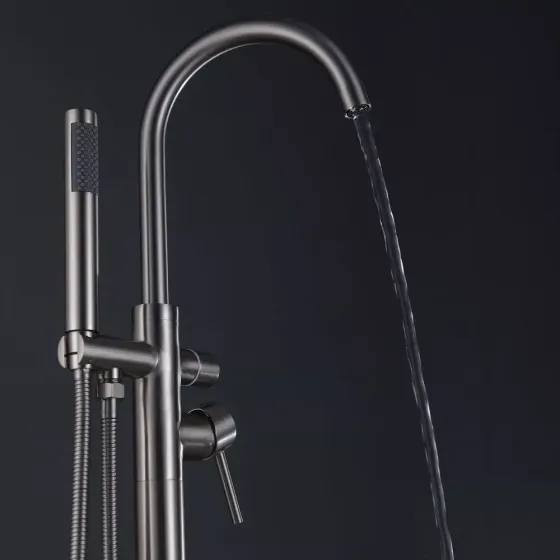 Смеситель для ванны напольный Wezer EKO19A-01 нержавеющая сталь Киев