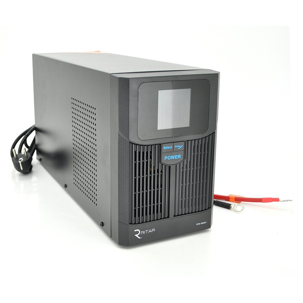 ДБЖ з правильною синусоїдою RITAR RTSW-1500 LCD (1000Вт), 24В, під зовнішній АКБ, Q1 (500*245*350) 14,9 кг (400*145*210) Київ - фото 1