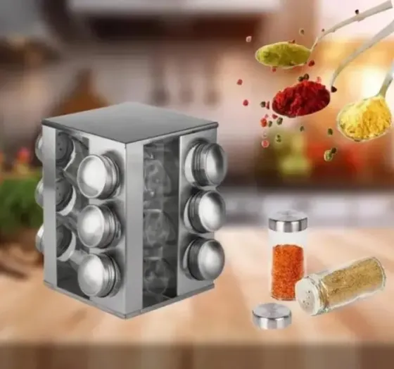 Набор емкостей для специй на подставке UNIQUE 12 в 1 Квадрат Органайзер для приправ Коломия