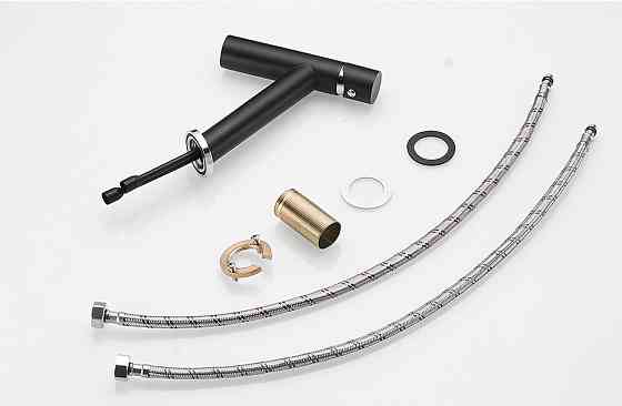 Дизайнерский смеситель для раковины, однорычажный кран горизонтальный монтаж WanFan для ванны Черный-хром Каменец-Подольский