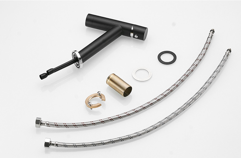 Дизайнерский смеситель для раковины, однорычажный кран горизонтальный монтаж WanFan для ванны Черный-хром Каменец-Подольский - изображение 4