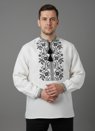Лляна чоловіча вишиванка орнаментом Модерн Київ