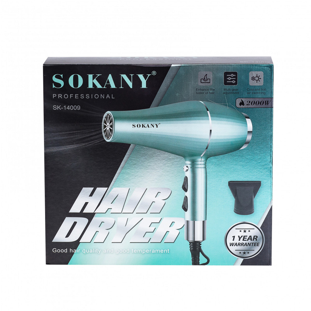 Sokany Фен для волосся Sokany SK-14009 з двома концентраторами зелений Коломыя - изображение 5