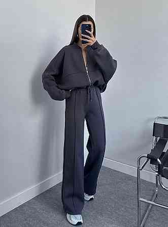 Женский базовый повседневный костюм двойка качественная турецкая двухнить Графит, 42/44 Одесса