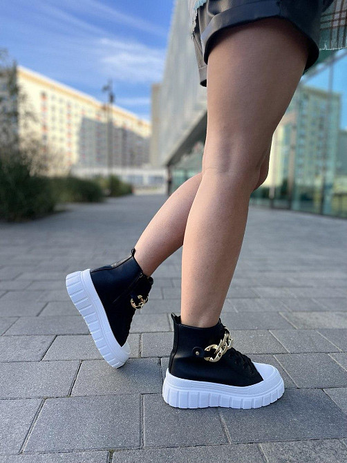 Кеды женские черные эко-шкира высота 11см подошва 4см размеры 37-41 (4758) Коломия - фото 6