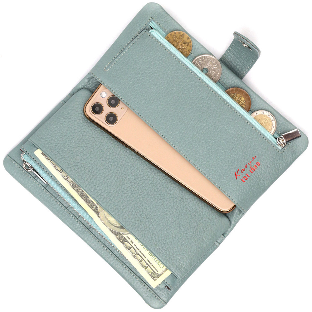 Цікаве жіноче портмоне з натуральної шкіри KARYA 21000 Бірюзовий Київ - фото 7