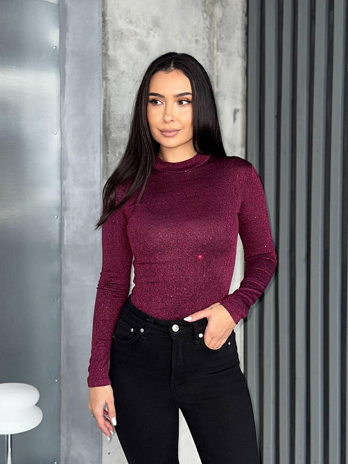 Жіночий стильний сяючий боді  фукра з блискітками Одеса - фото 1