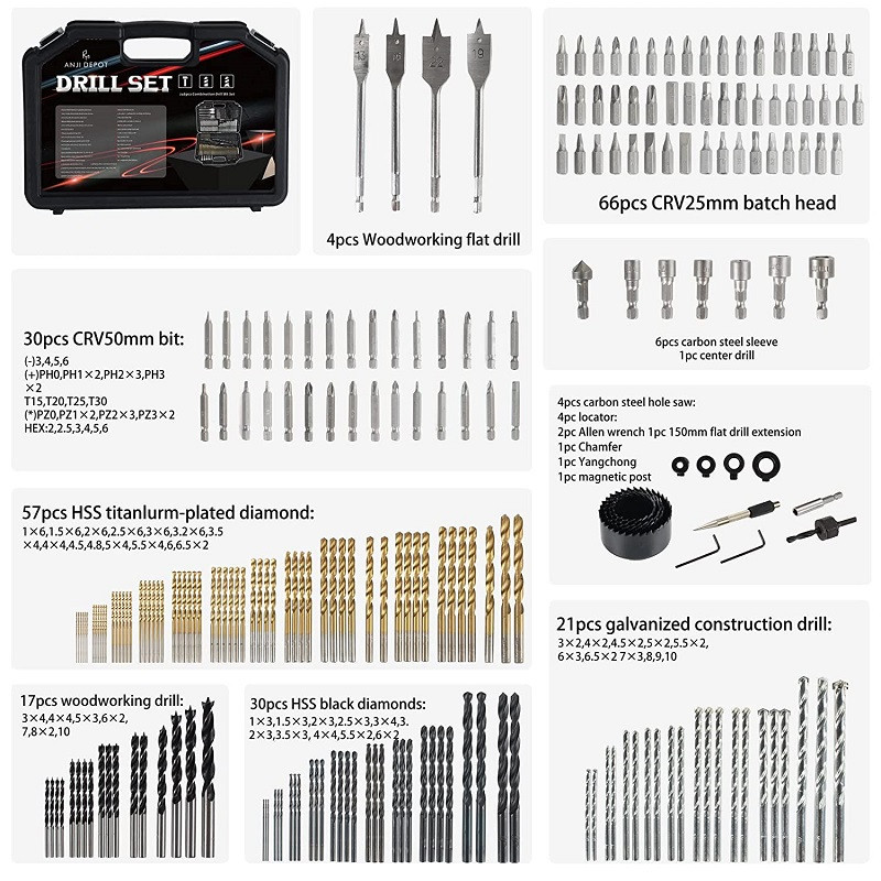 Набір інструментів, сверла ANJI DEPOT Drill Set 8054 у чемодані, 246 шт. Вінниця - фото 3